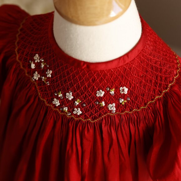 Red 100% Dupioni Silk Bishop Dress Size 2T/3T Luli & Me Boutique NWT - Picture 3 of 5